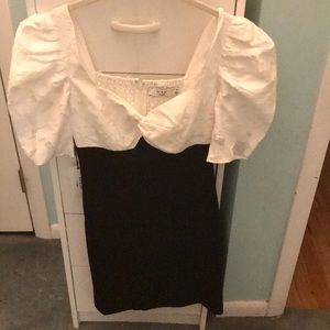 ALI @ Jay black and white velvet dress